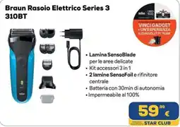 Euronics Tufano Braun Rasoio Elettrico Series 3 310BT offerta