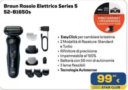 Euronics Tufano Braun Rasoio Elettrico Series 5 52-B1650s offerta