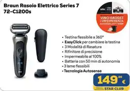 Euronics Tufano Braun Rasoio Elettrico Series 7 72-C1200s offerta