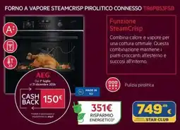 Euronics Tufano AEG Forno a vapore SteamCrisp pirolitico connesso offerta