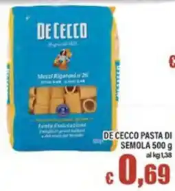 Top Supermercati De Cecco pasta di semola offerta