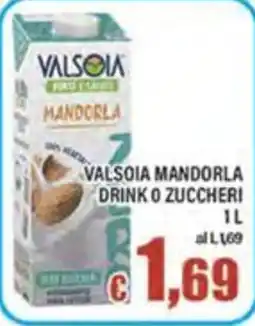 Top Supermercati Valsola mandorla drink o zuccheri offerta