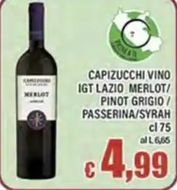 Top Supermercati Capizucchi vino offerta