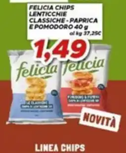 MA Supermercati Felicia chips lenticchie classiche - paprica e pomodoro offerta