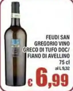 Top Supermercati Feudi San Gregorio Vino Greco di Tufo Doc/Fiano di Avellino offerta