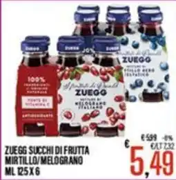 Supermercati EffePiù Zuegg succhi di frutta mirtillo/melograno offerta