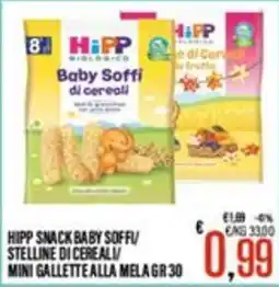 Supermercati EffePiù Hipp snack baby soffi/stelline di cereali/mini gallette alla mela offerta