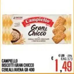 Supermercati EffePiù Campiello biscotti gran chicco cereali/avena offerta