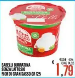 Supermercati EffePiù Sabelli burratina senza lattosio offerta