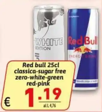 Red bull classic sugar free zero white green red pink
