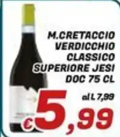 Idromarket M.Cretaccio Verdicchio Classico Superiore Jesi offerta