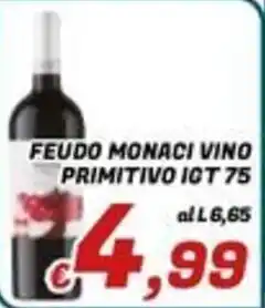 Idromarket Feudo Monaci Vino Primitivo IGT 75 offerta