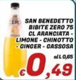 Idromarket San Benedetto bibite zero 75 cl aranciata - limone - chinotto - ginger - gassosa offerta