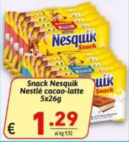 Ipercarni Snack Nesquik Nestlé cacao-latte offerta