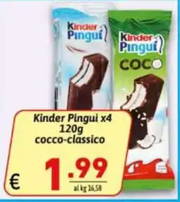 Ipercarni Kinder Pinguì cocco-classico offerta