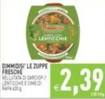 Dimmidis' le zuppe fresche vellutata di carciofi lenticchie e ome di rapa