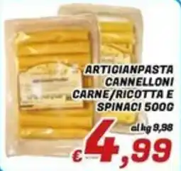 Idromarket Artisanpasta cannelloni carne ricotta e spinaci offerta