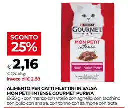 In Coop Alimento per gatti filettini in salsa Mon Petit Intense Gourmet Purina offerta