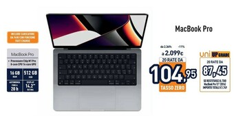 Unieuro Macbook pro 14" chip m1 pro 8‑core cpu 14‑core gpu 512gb ssd argento offerta