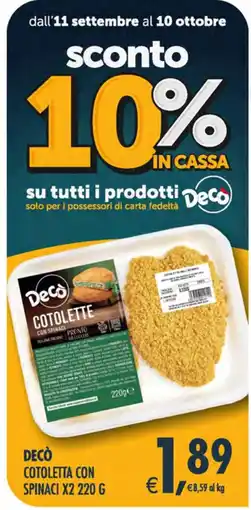 Decò Local Decò cotolette con spinaci offerta