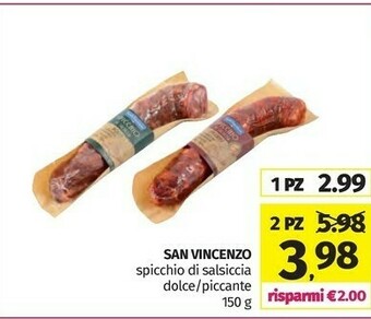 San vincenzo spicchio di salsiccia dolce