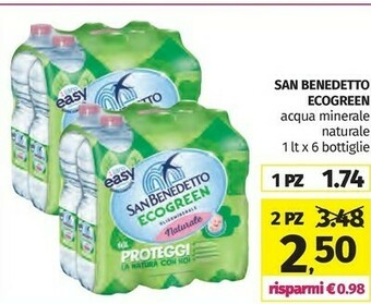 Pam Acqua minerale naturale progetto ecogreen 1000 g(ml) offerta