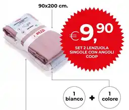 In Coop Set 2 lenzuola singole con angoli Coop offerta