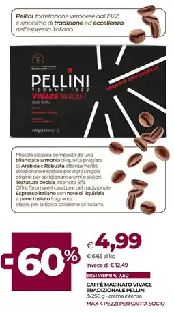 In Coop Caffè macinato Vivace Tradizionale Pellini offerta
