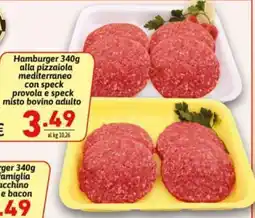 Ipercarni Hamburger alla pizzaiola mediterraneo con speck provola e speck misto bovino adulto offerta