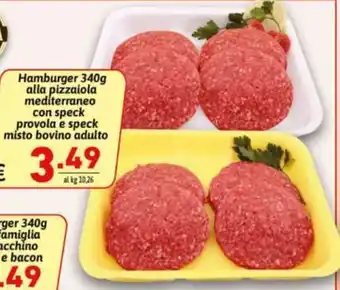 Hamburger alla pizzaiola mediterraneo con speck provola e speck misto bovino adulto