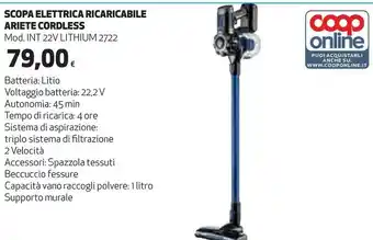 Ipercoop Scopa elettrica ricaricabile ariete cordless offerta