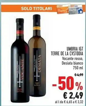 Conad City Umbria igt vocante rosso / desiata bianco offerta