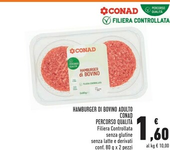 Conad Superstore Conad hamburger di bovino adulto percorso qualita offerta