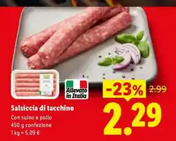 Lidl Salsiccia di tacchino offerta