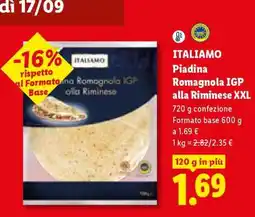 Lidl Italiamo Piadina Romagnola IGP alla Riminese XXL offerta