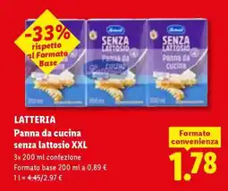 Lidl LATTERIA Panna da cucina senza lattosio XXL offerta