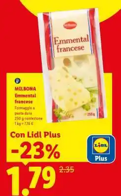 Lidl Milbona Emmental francese offerta