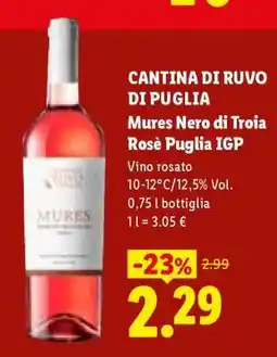 Lidl CANTINA DI RUVO DI PUGLIA Mures Nero di Troia Rosè Puglia IGP offerta