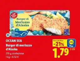 Lidl Ocean Sea Burger di merluzzo d'Alaska offerta