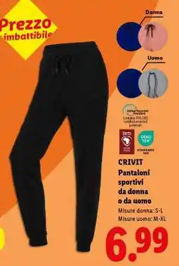 Lidl Crivit Pantaloni sportivi da donna o da uomo offerta