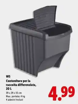 Lidl W5 Contenitore per la raccolta differenziata, 20 L offerta
