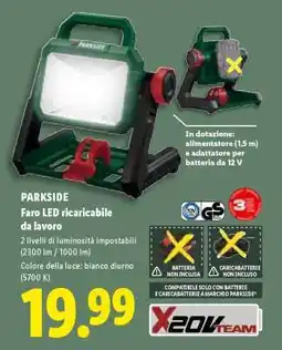 Lidl PARKSIDE Faro LED ricaricabile da lavoro offerta