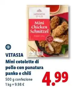 Lidl Vitasia Mini cotolette di pollo con panatura panko e chili offerta