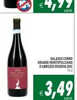 Pim Supermercati Galasso corno grande montepulciano abruzzo riserva doc offerta