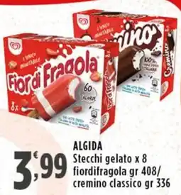 Rossotono Carrefour Algida Stecchi gelato/ fiordifragola/ cremino classico offerta