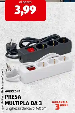 ALDI Workzone presa multipla da 3 offerta