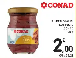 Spazio Conad Filetti di alici sott'olio Conad offerta