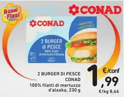 Spazio Conad 2 burger di pesce conad offerta