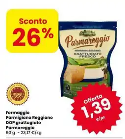 Eurospar Formaggio Parmigiano Reggiano DOP grattugiato Parmareggio offerta