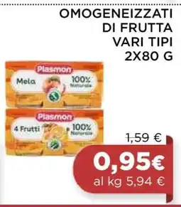 Coop Omogeneizzati di frutta vari tipi 2x80 g offerta